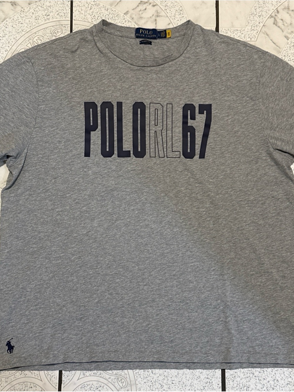 Polo Ralph Lauren Polo RL 67 Classic Fit T-Shirt Grey Blue Men's Size Large